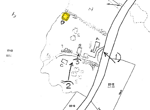 map of former location of the Freeman Family Cemetery