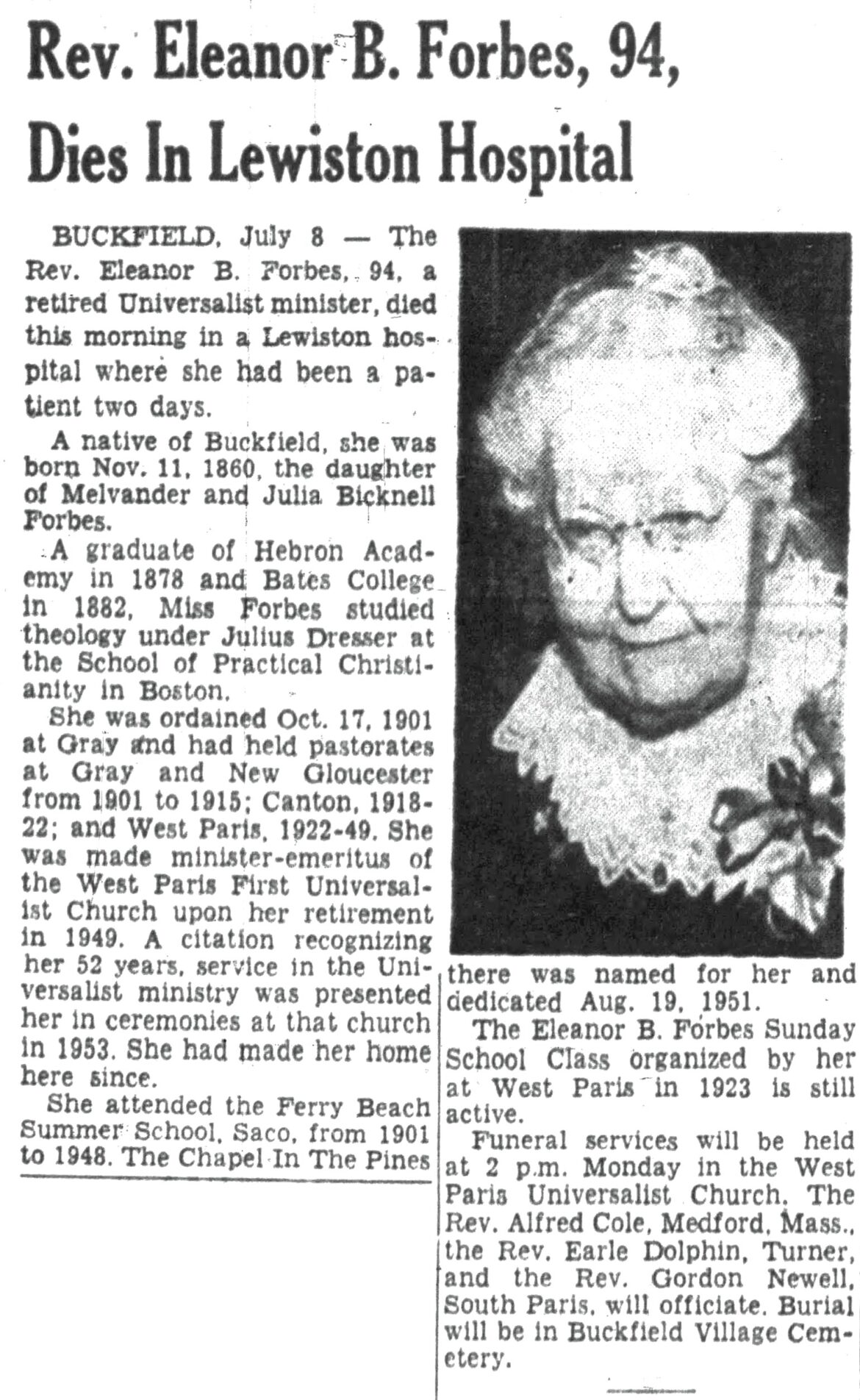 Rev. Eleanor B. Forbes Obituary